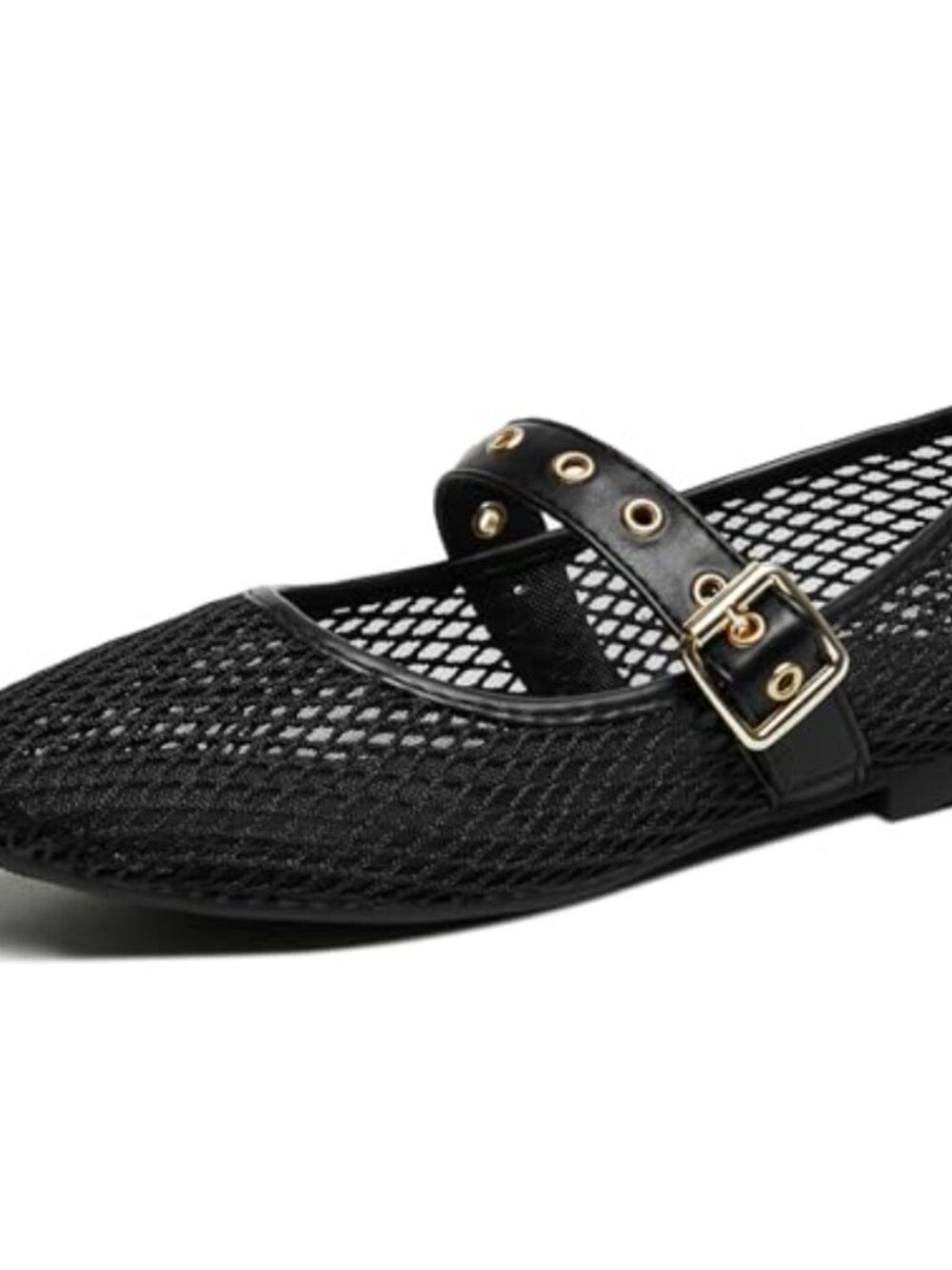 Women's Square Toe Ballet Flats Mary Jane Shoes Mesh Buckle Slip Resistant